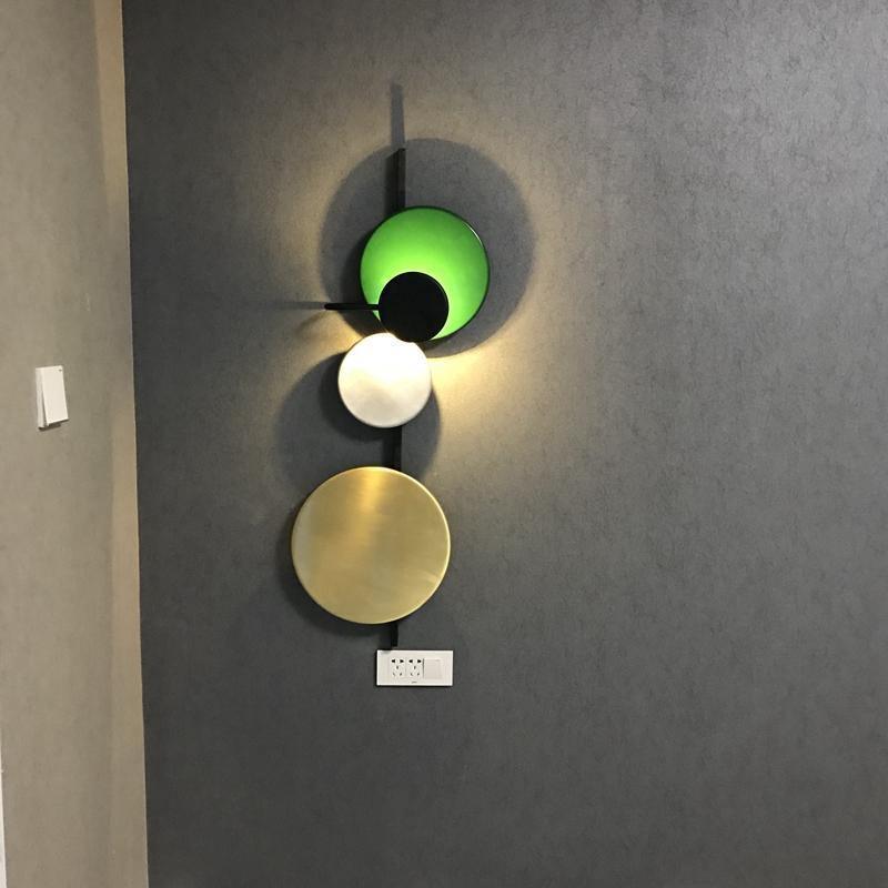 Retro Multicolor Metal Disc Wall Light Black