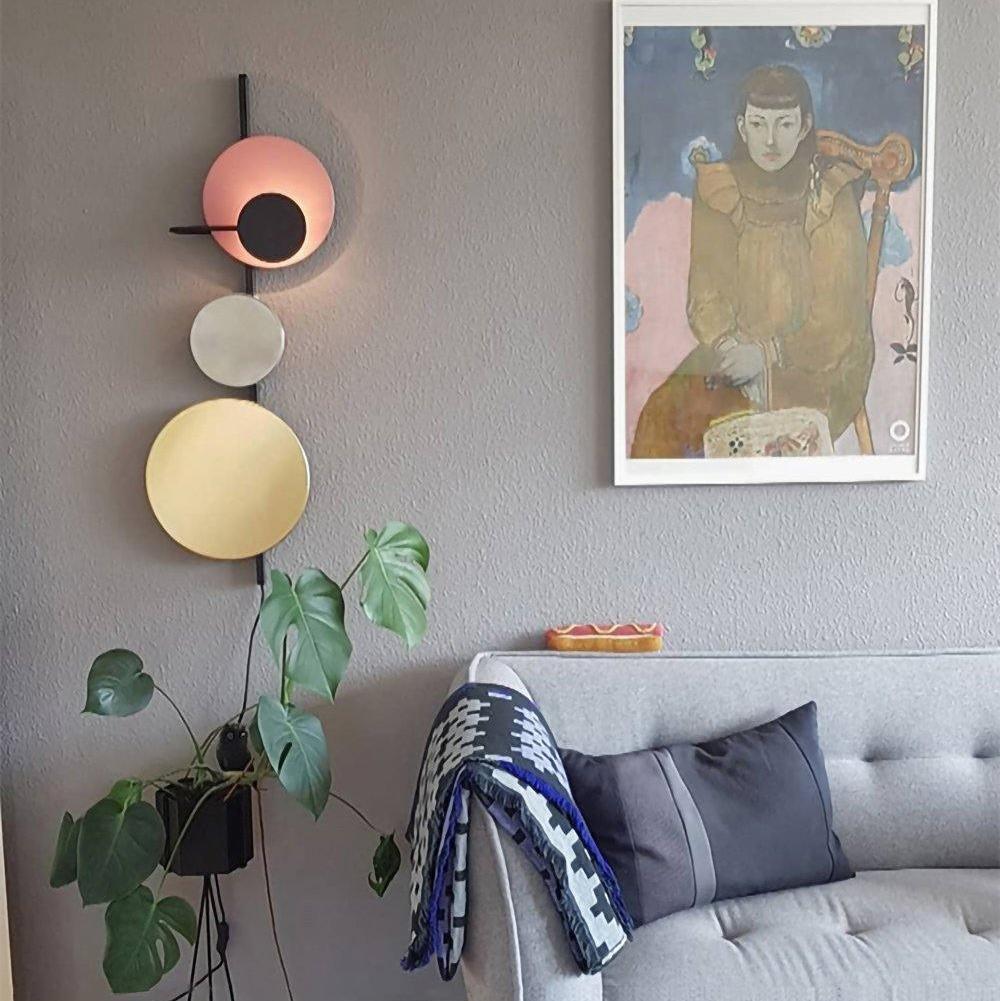 Retro Multicolor Metal Disc Wall Light Black