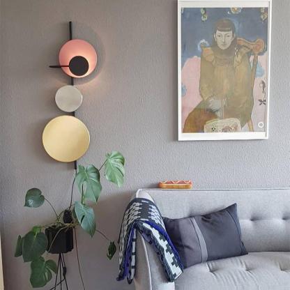 Retro Multicolor Metal Disc Wall Light Black