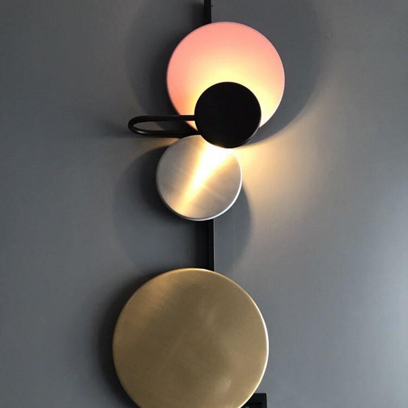Retro Multicolor Metal Disc Wall Light Black
