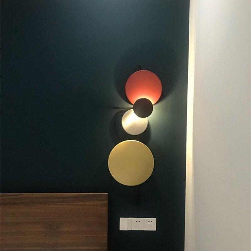 Retro Multicolor Metal Disc Wall Light Black