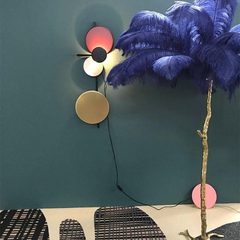 Retro Multicolor Metal Disc Wall Light Black
