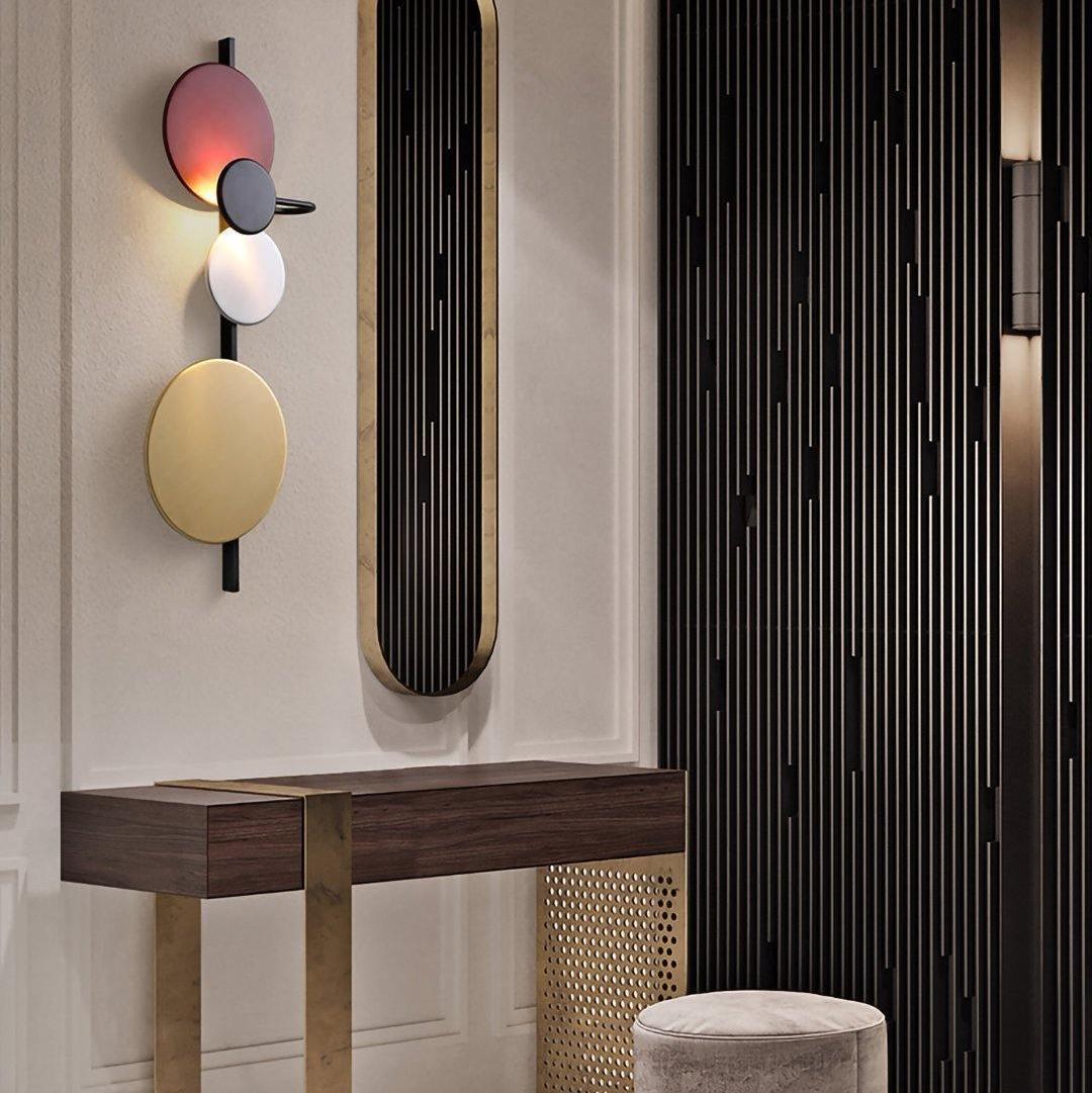 Retro Multicolor Metal Disc Wall Light Black