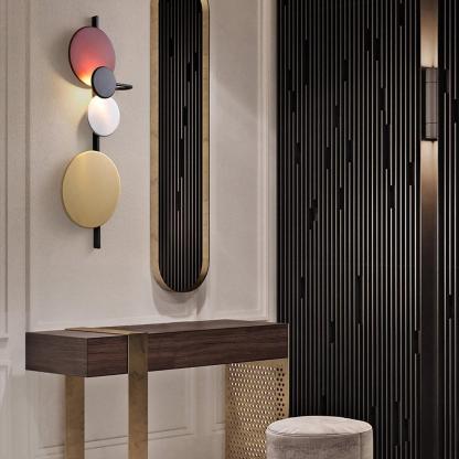 Retro Multicolor Metal Disc Wall Light Black