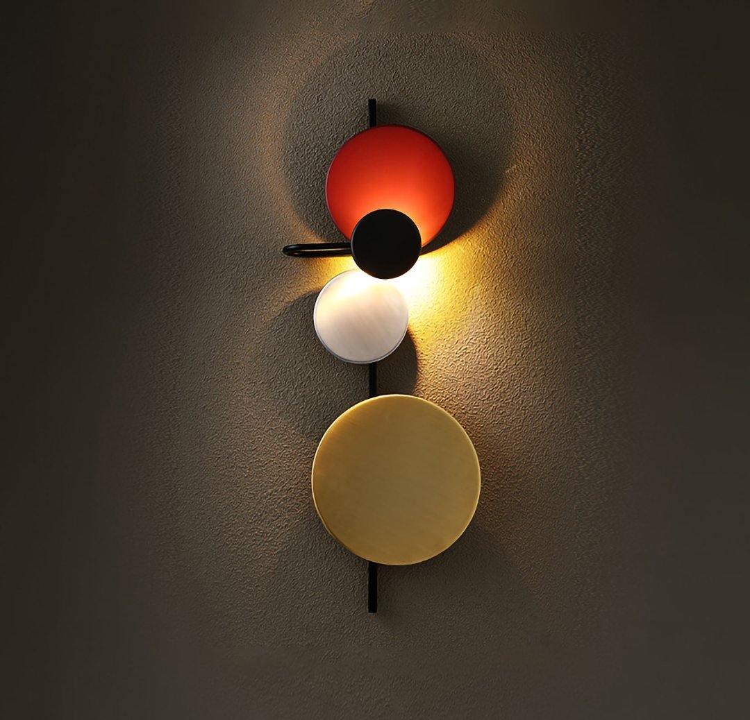 Retro Multicolor Metal Disc Wall Light Black