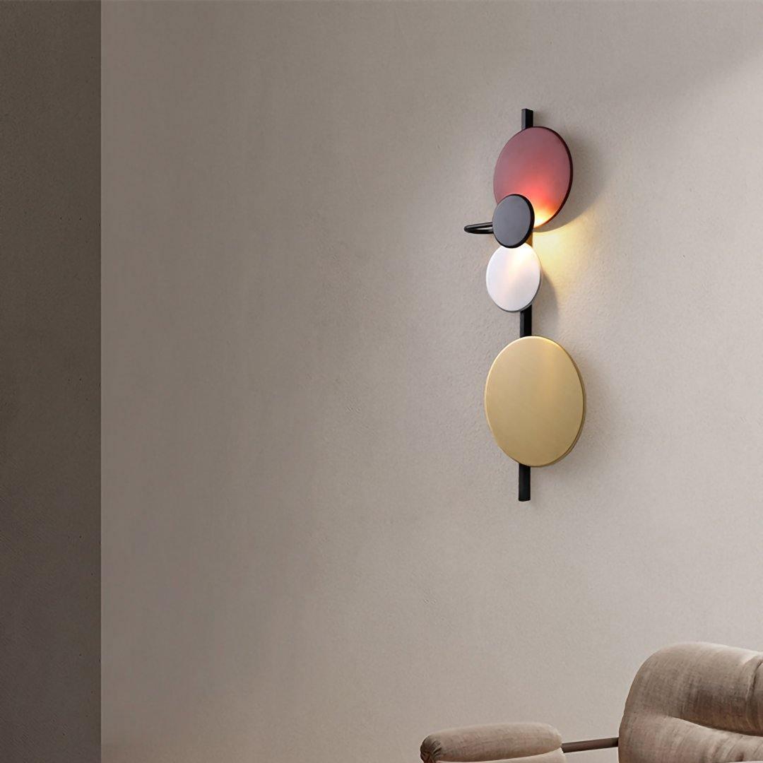 Retro Multicolor Metal Disc Wall Light Black