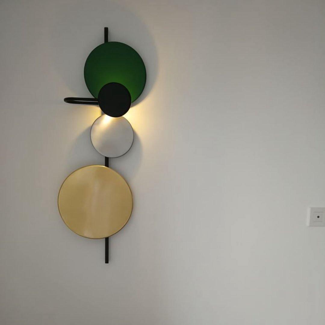 Retro Multicolor Metal Disc Wall Light Black