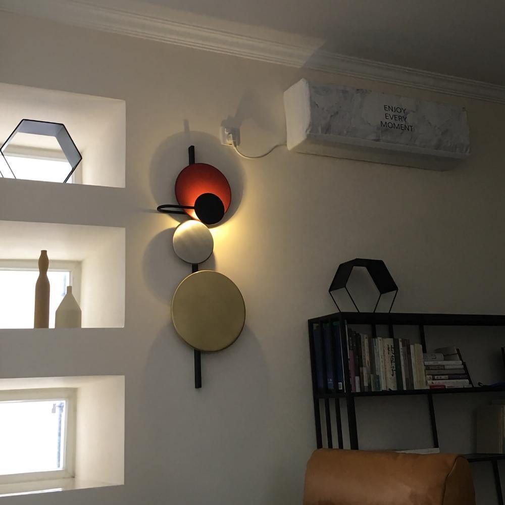 Retro Multicolor Metal Disc Wall Light Black