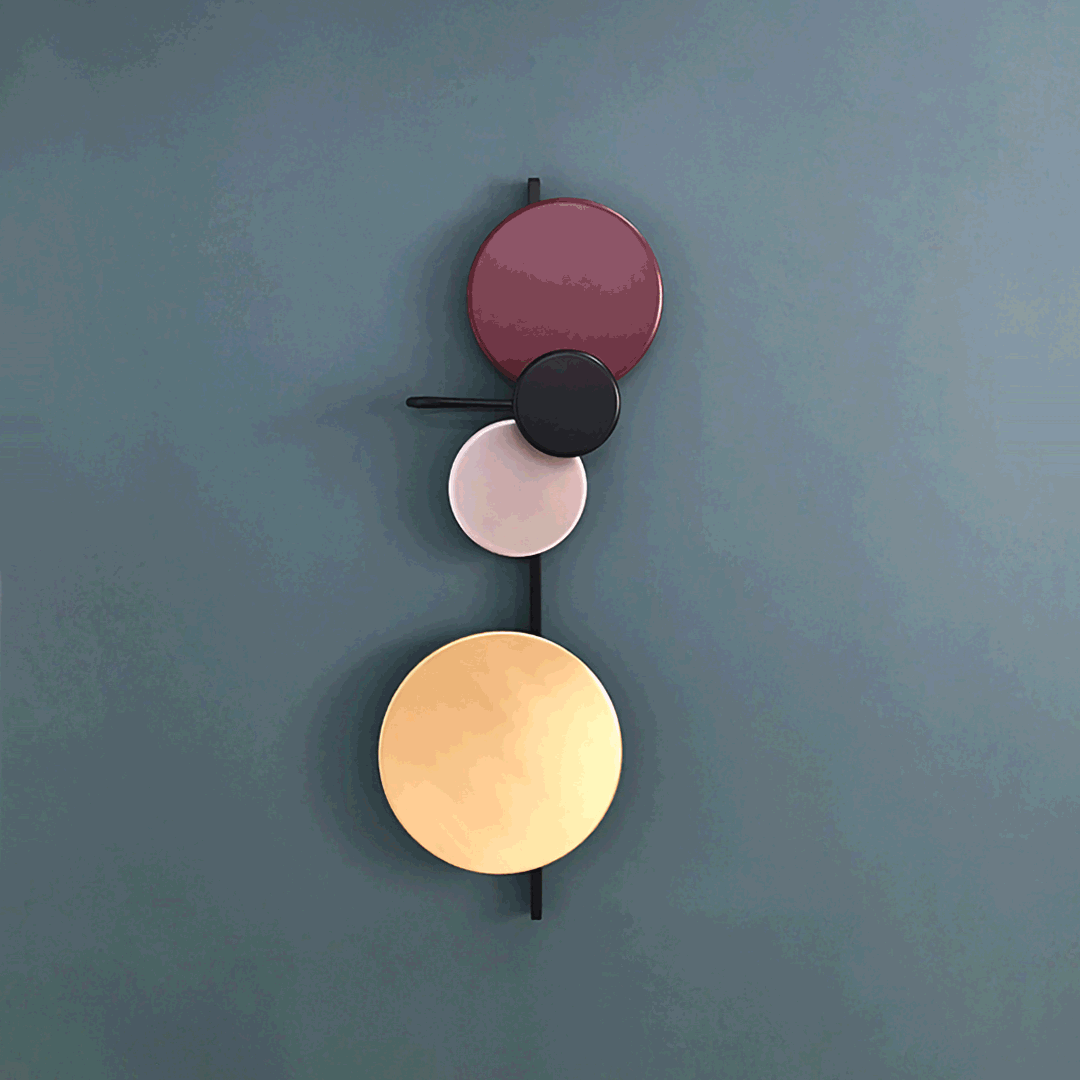 Retro Multicolor Metal Disc Wall Light Black