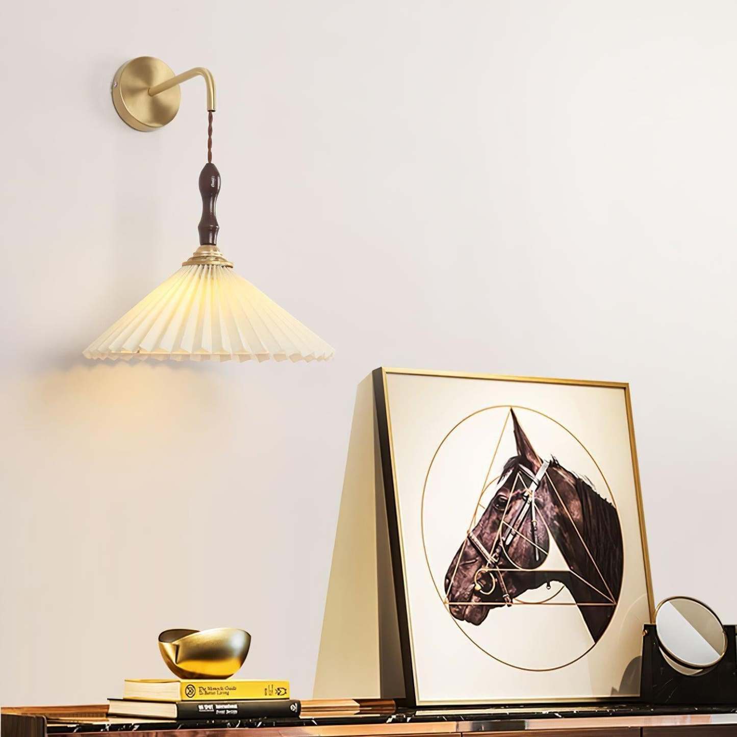 Verona Pleated Wooden Wall Light