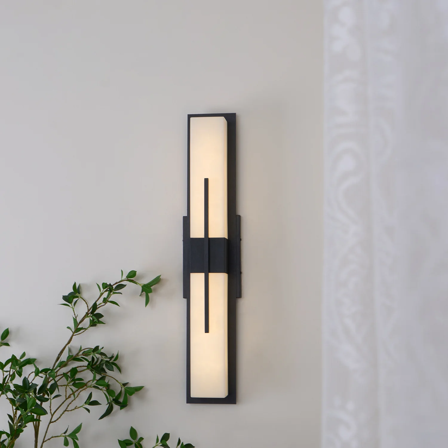 Edge Moderno Acrílico Negro Blanco Lámpara de Pared Impermeable Jardín Parque