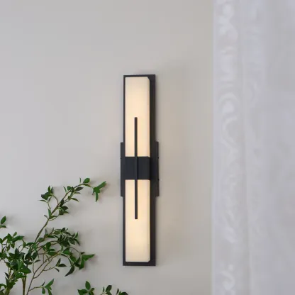 Edge Moderno Acrílico Negro Blanco Lámpara de Pared Impermeable Jardín Parque