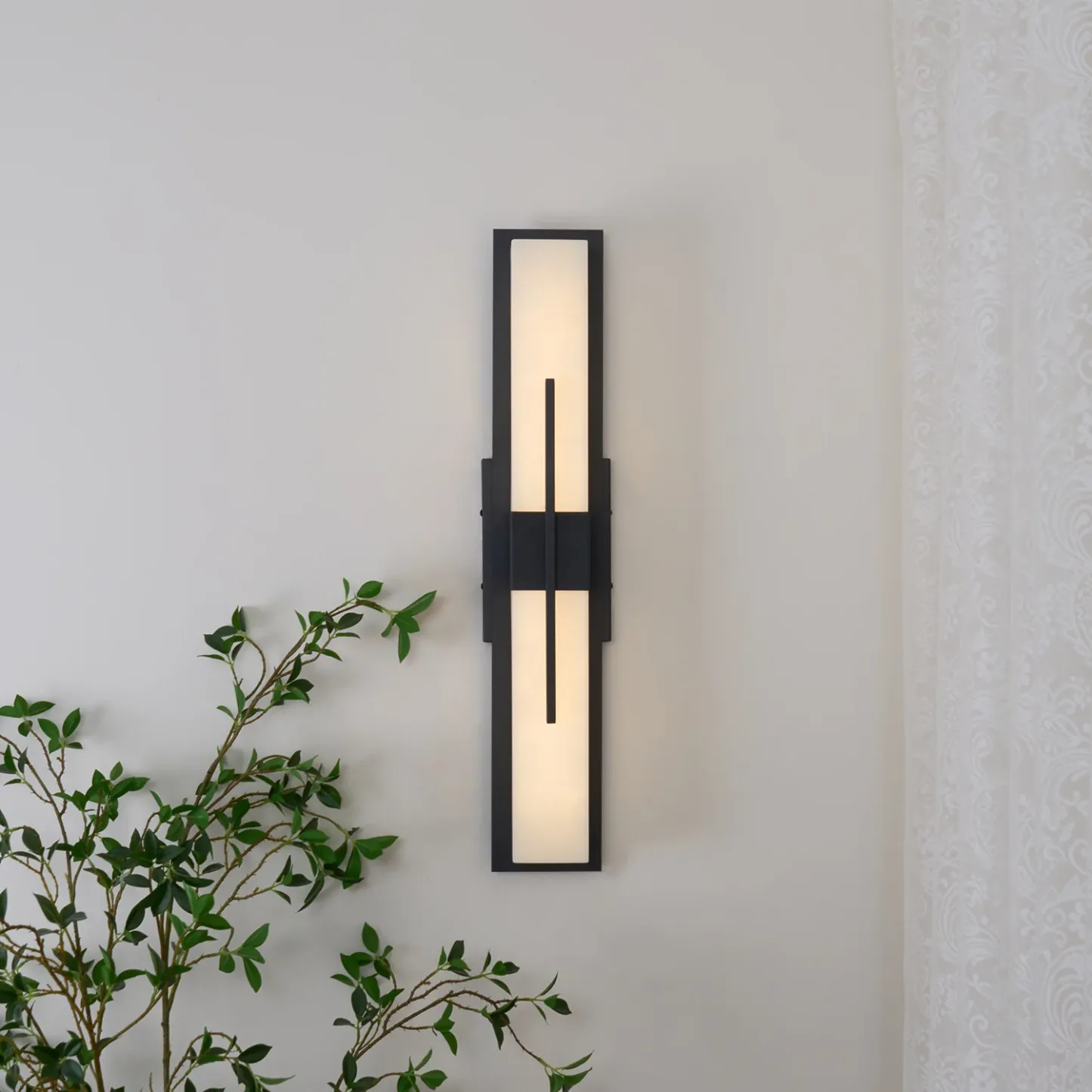 Edge Moderno Acrílico Negro Blanco Lámpara de Pared Impermeable Jardín Parque