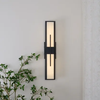 Edge Moderno Acrílico Negro Blanco Lámpara de Pared Impermeable Jardín Parque