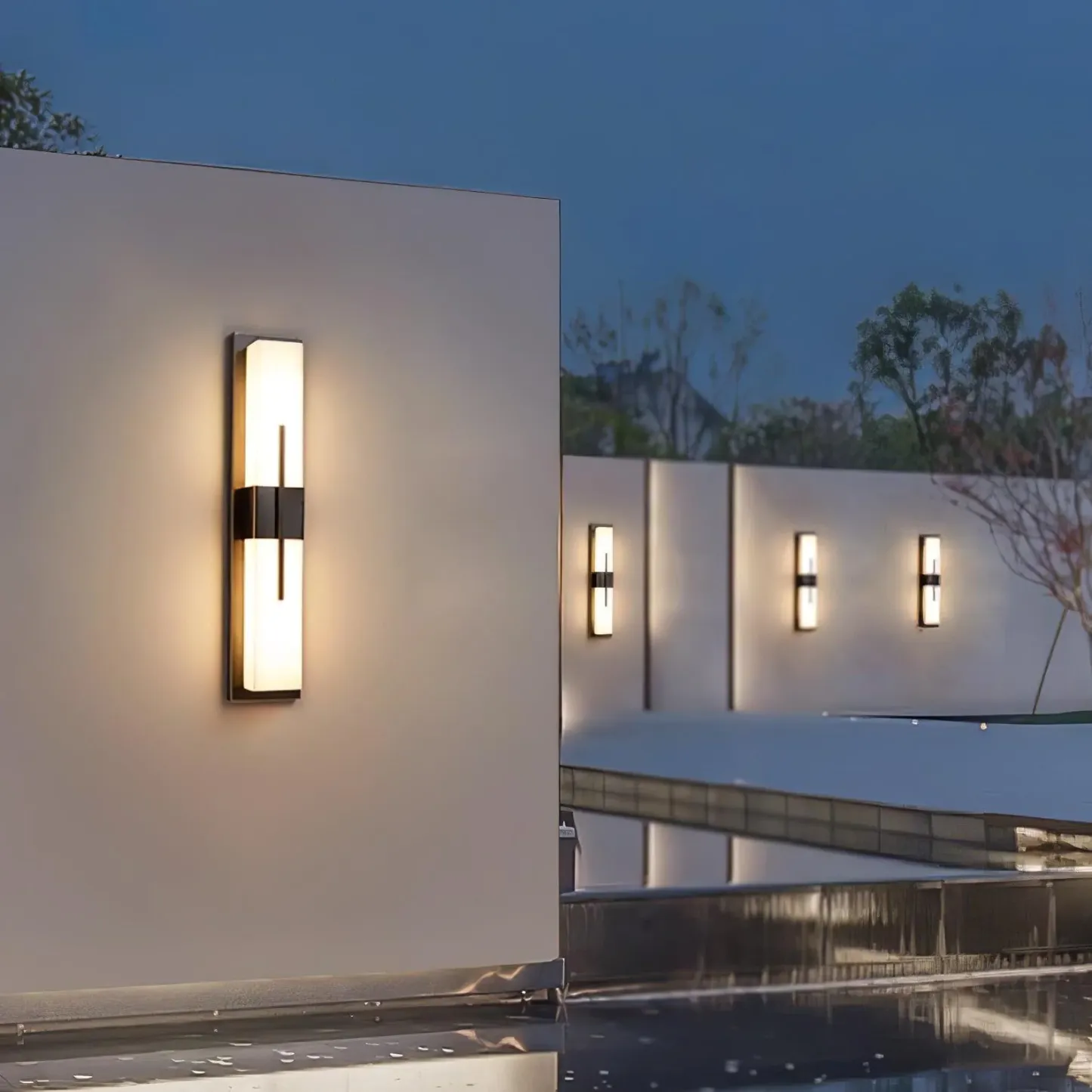 Edge Moderno Acrílico Negro Blanco Lámpara de Pared Impermeable Jardín Parque