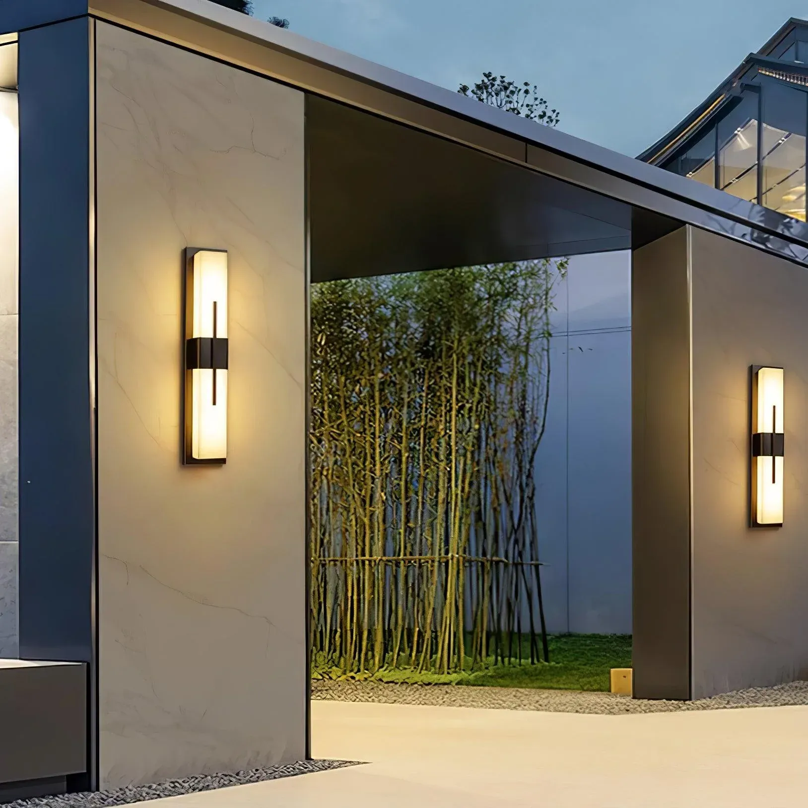 Edge Moderno Acrílico Negro Blanco Lámpara de Pared Impermeable Jardín Parque