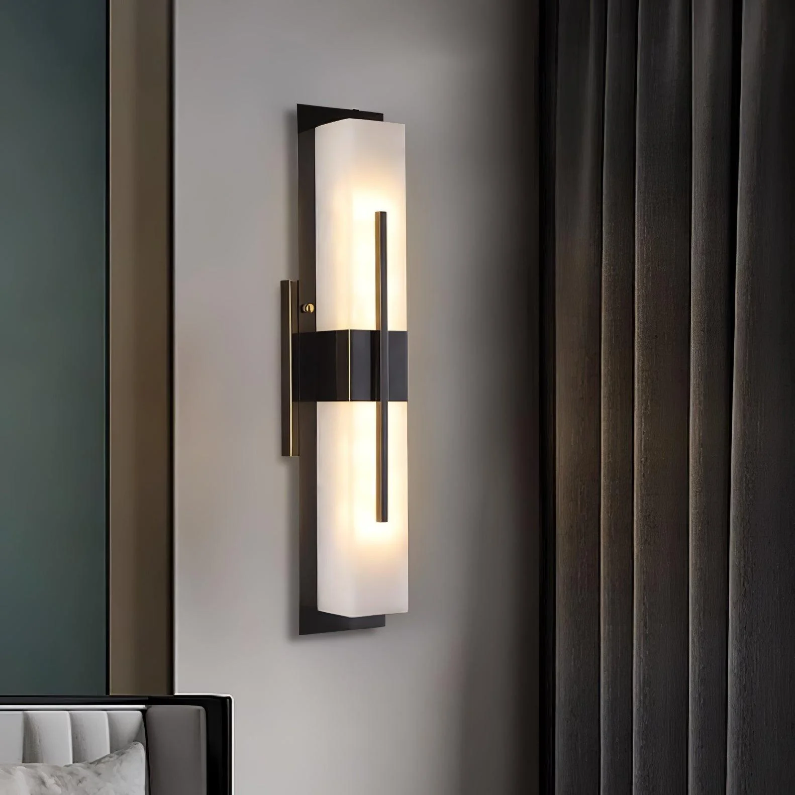 Edge Moderno Acrílico Negro Blanco Lámpara de Pared Impermeable Jardín Parque