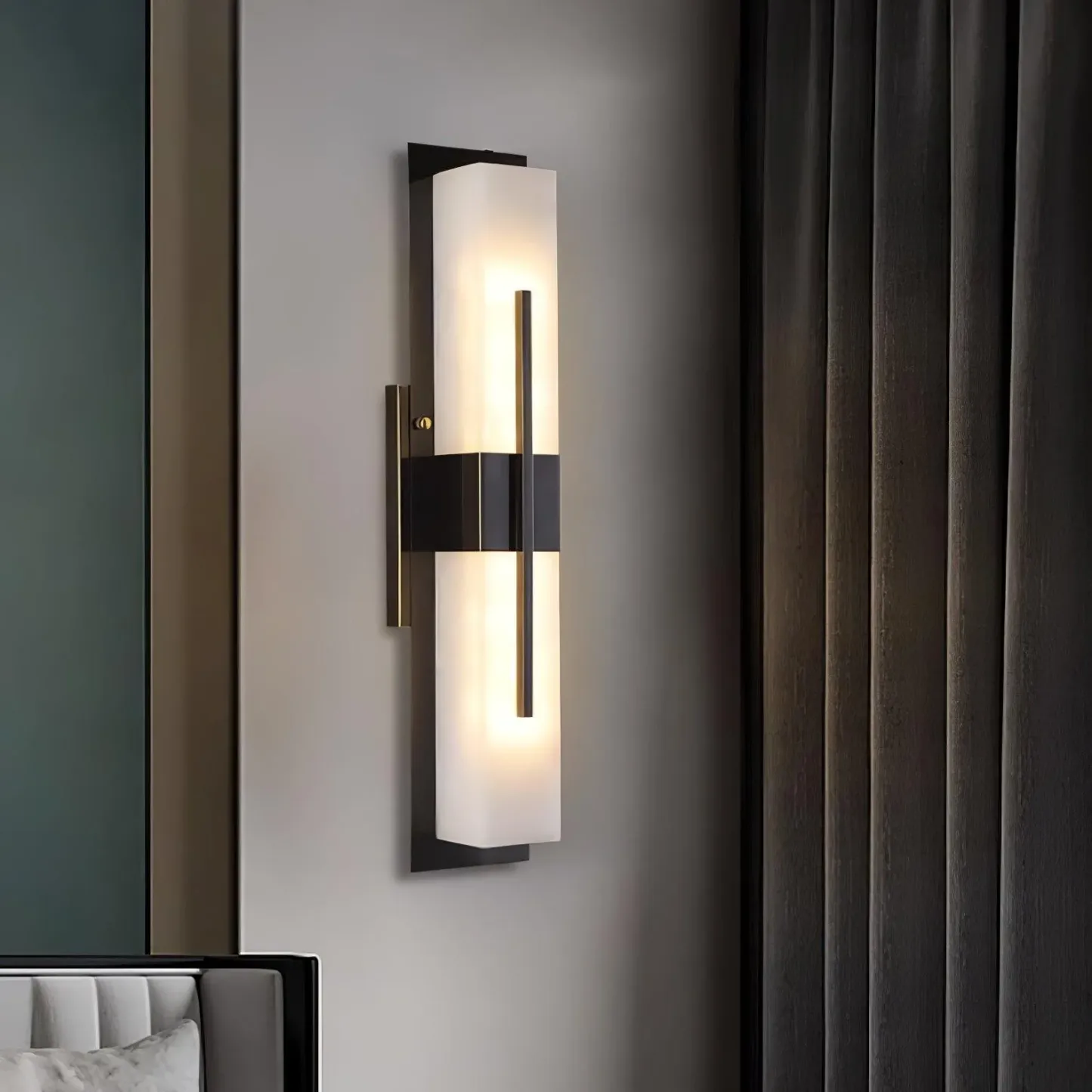 Edge Moderno Acrílico Negro Blanco Lámpara de Pared Impermeable Jardín Parque