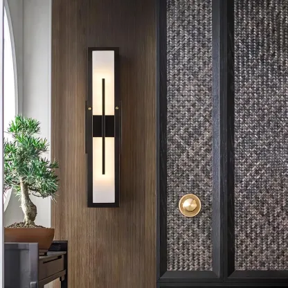 Edge Moderno Acrílico Negro Blanco Lámpara de Pared Impermeable Jardín Parque