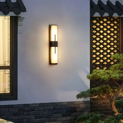 Edge Moderno Acrílico Negro Blanco Lámpara de Pared Impermeable Jardín Parque