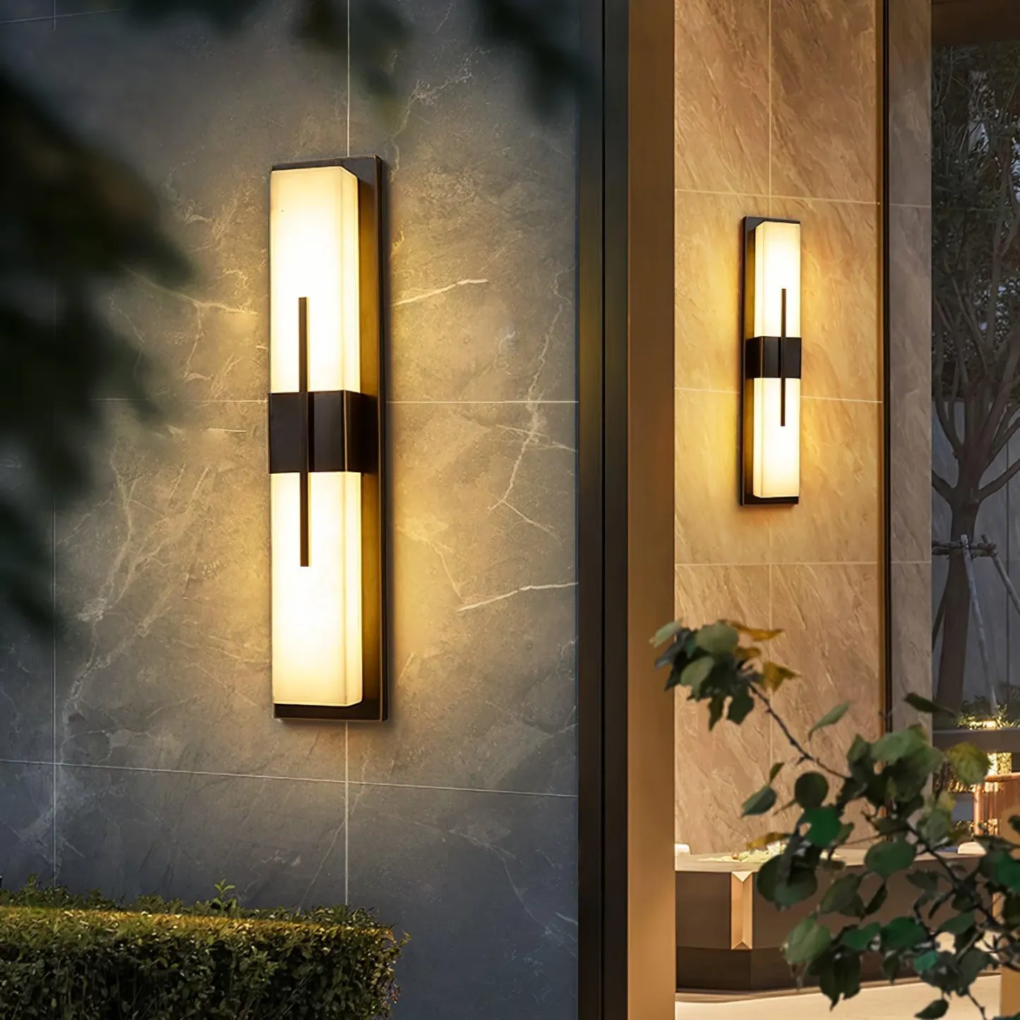 Edge Moderno Acrílico Negro Blanco Lámpara de Pared Impermeable Jardín Parque