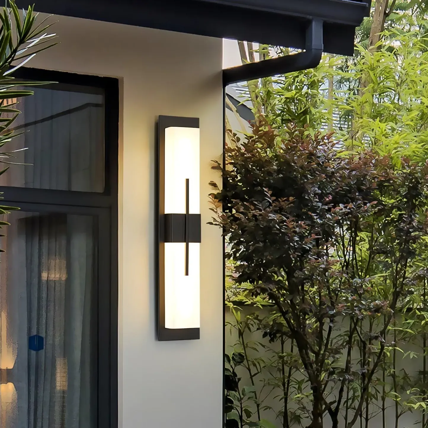 Edge Moderno Acrílico Negro Blanco Lámpara de Pared Impermeable Jardín Parque