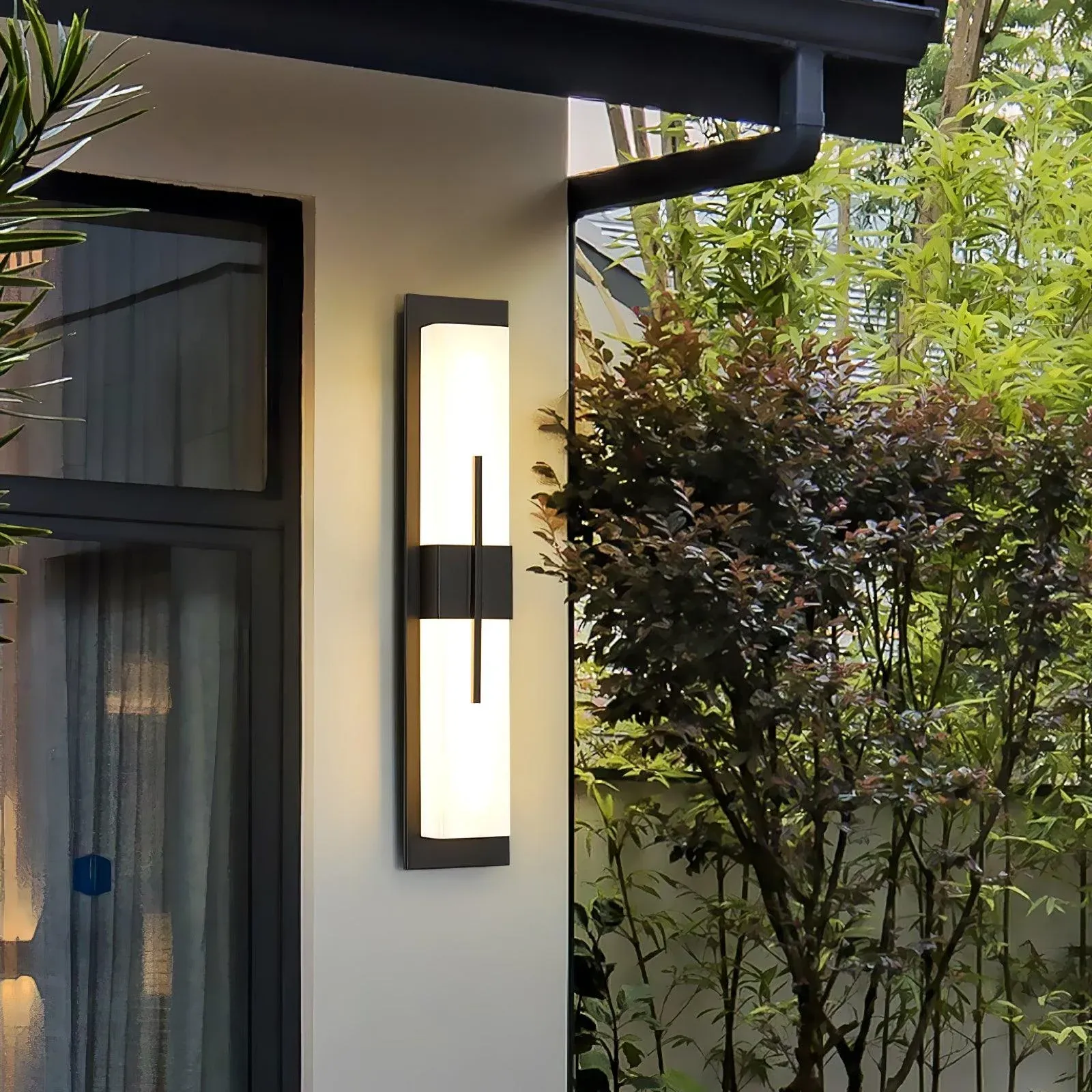 Edge Moderno Acrílico Negro Blanco Lámpara de Pared Impermeable Jardín Parque