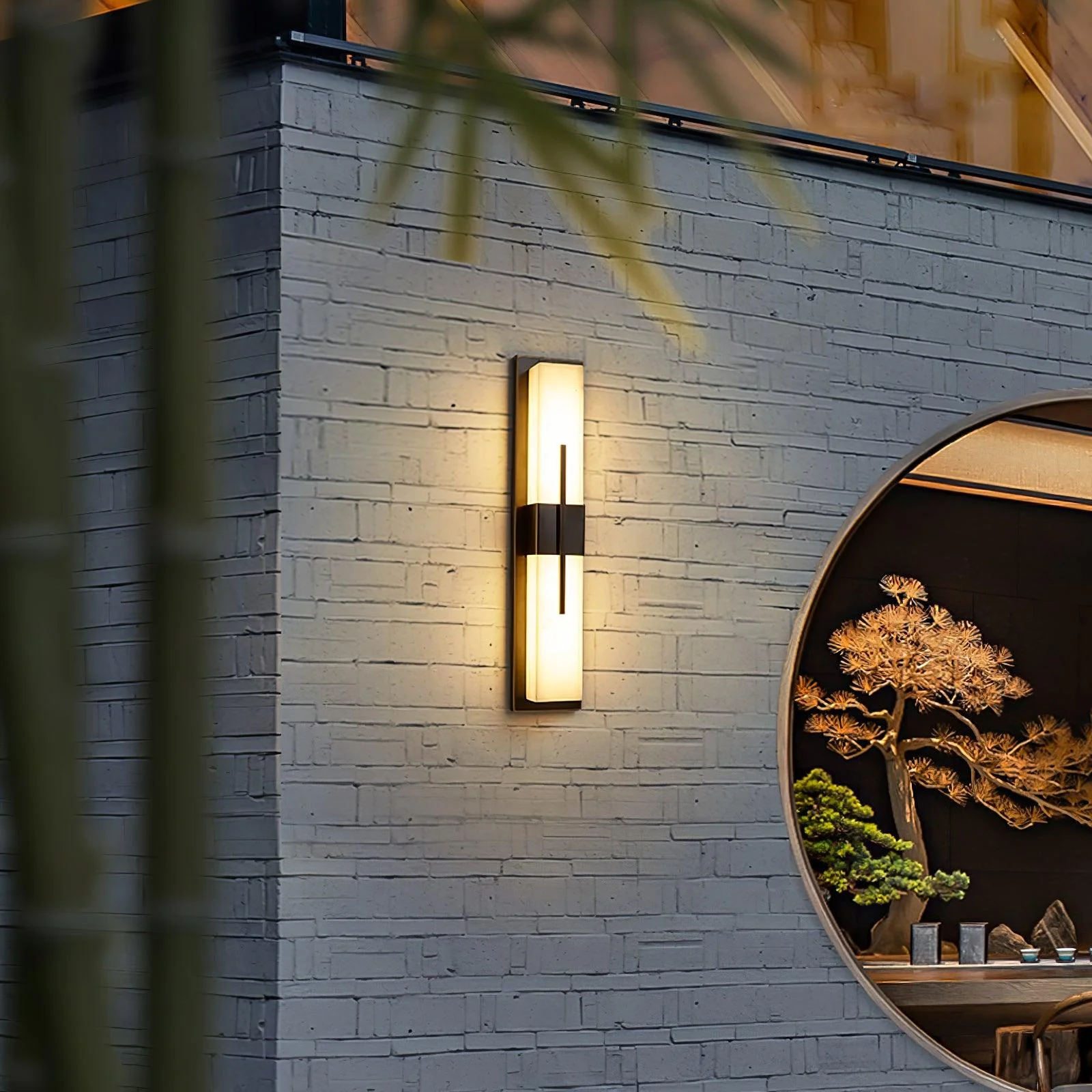 Edge Moderno Acrílico Negro Blanco Lámpara de Pared Impermeable Jardín Parque