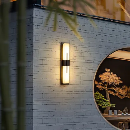 Edge Moderno Acrílico Negro Blanco Lámpara de Pared Impermeable Jardín Parque