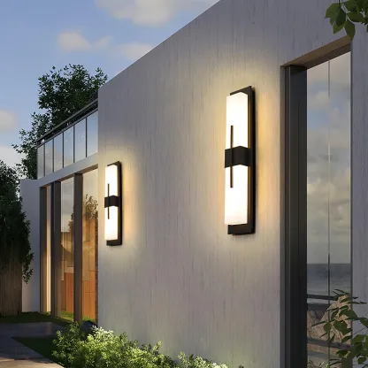 Edge Moderno Acrílico Negro Blanco Lámpara de Pared Impermeable Jardín Parque