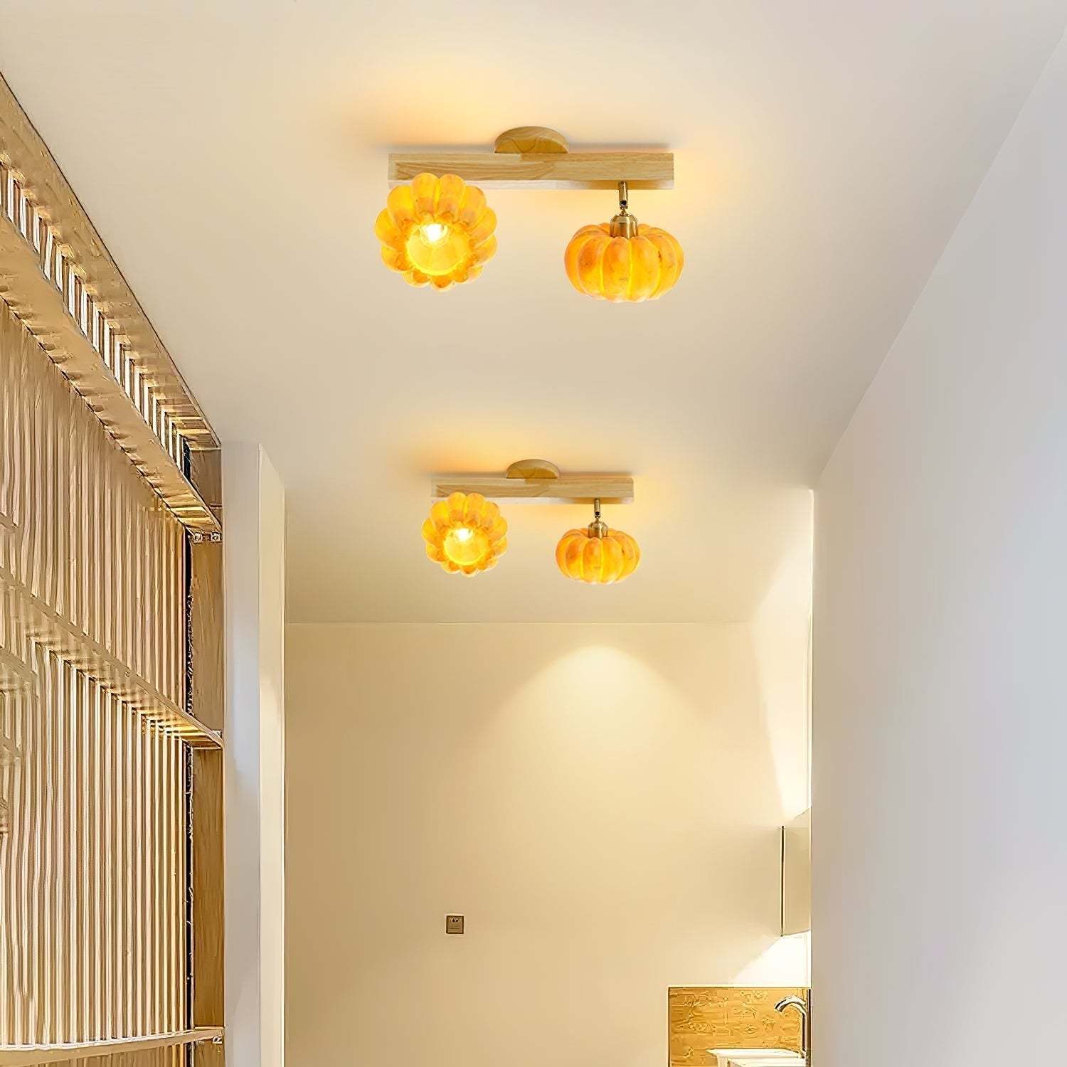 Ozawa Moderno Plafón Lámpara de Techo Madera Resina Dormitorio Pasillo