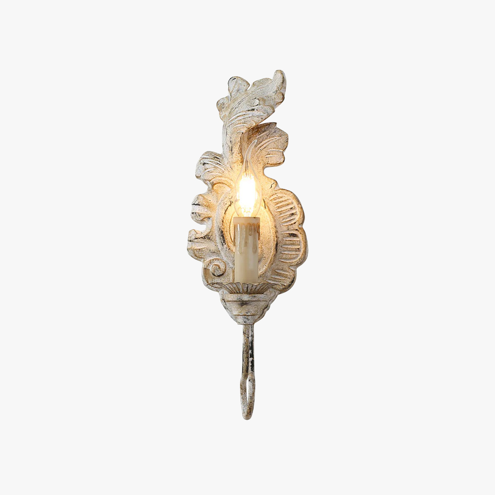 Alessio Vintage Metal Wood Old White Antique Gold Old Grey Wall Lamp Dining Room