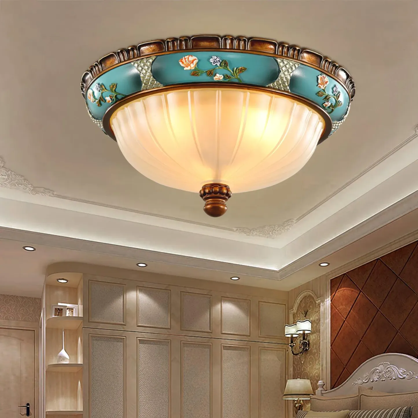 Jade Vintage Classical Round Glass Ceiling Light Shades Bedroom
