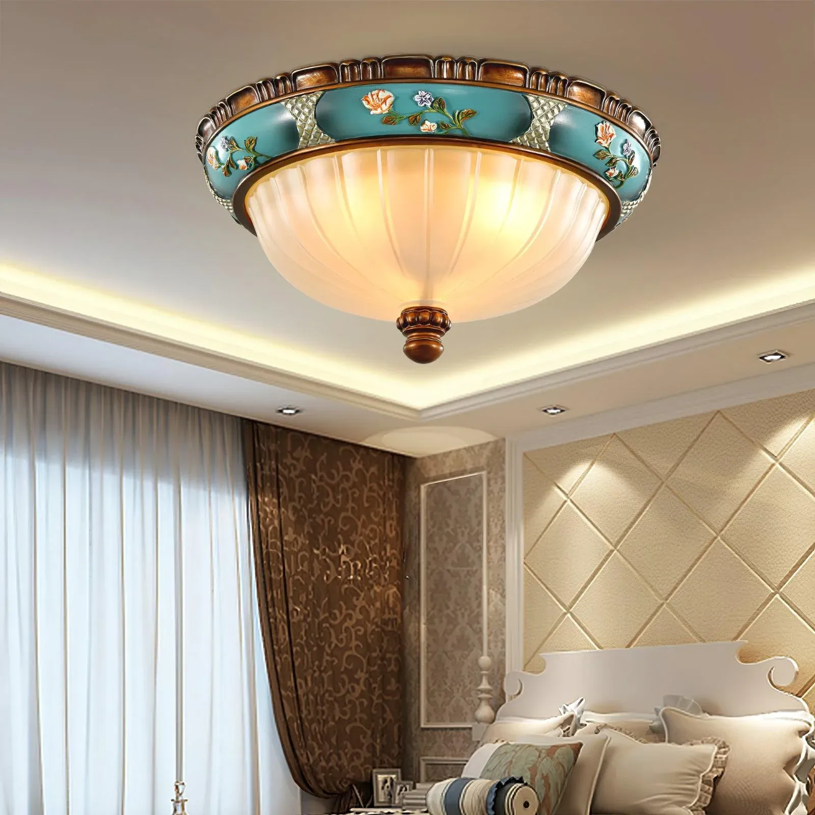 Jade Vintage Classical Round Glass Ceiling Light Shades Bedroom