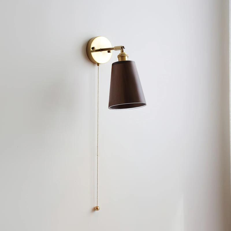 Hakka Rotatable Wood Brass Wall Light