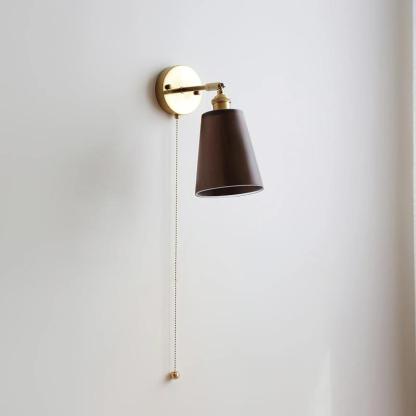 Hakka Rotatable Wood Brass Wall Light