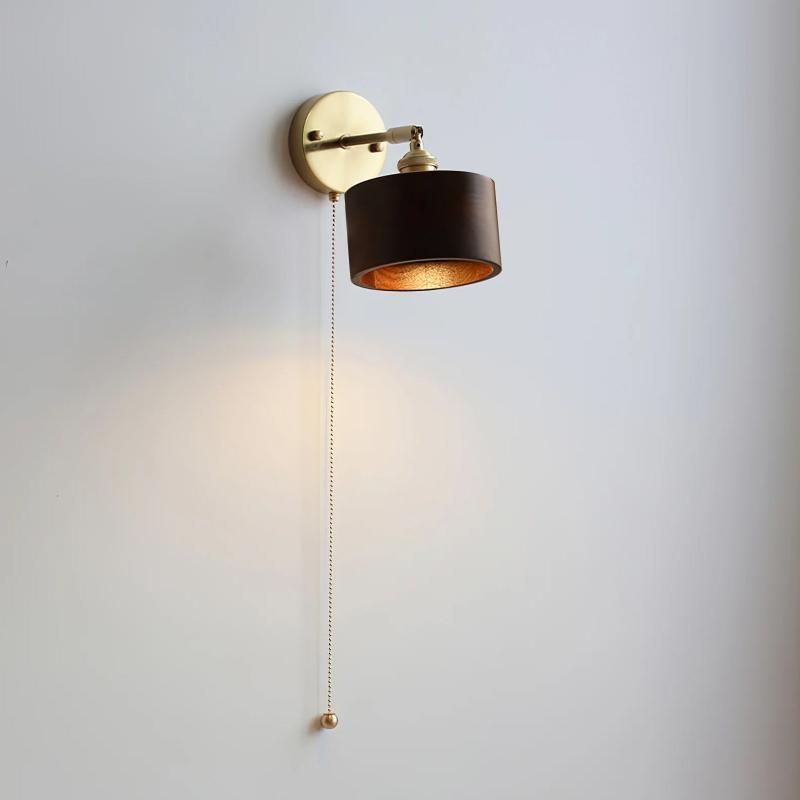 Hakka Rotatable Wood Brass Wall Light