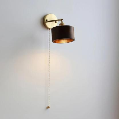 Hakka Rotatable Wood Brass Wall Light