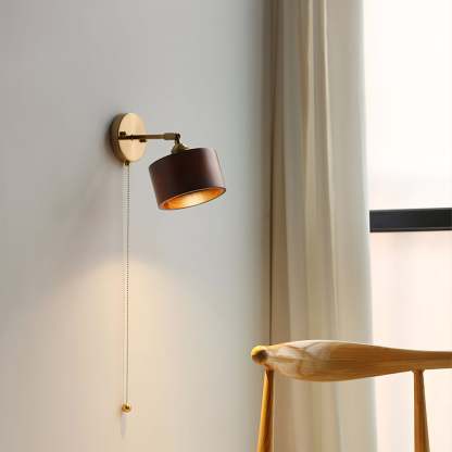 Hakka Rotatable Wood Brass Wall Light