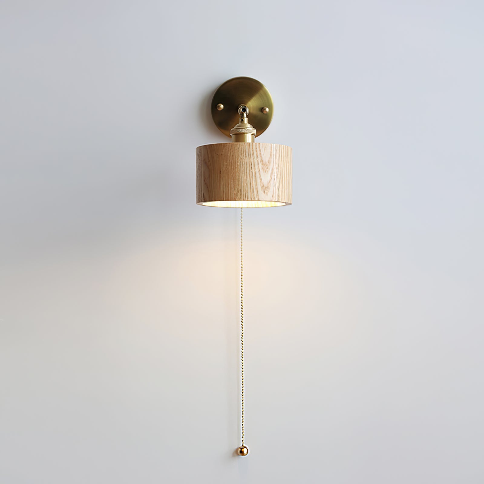 Hakka Rotatable Wood Brass Wall Light