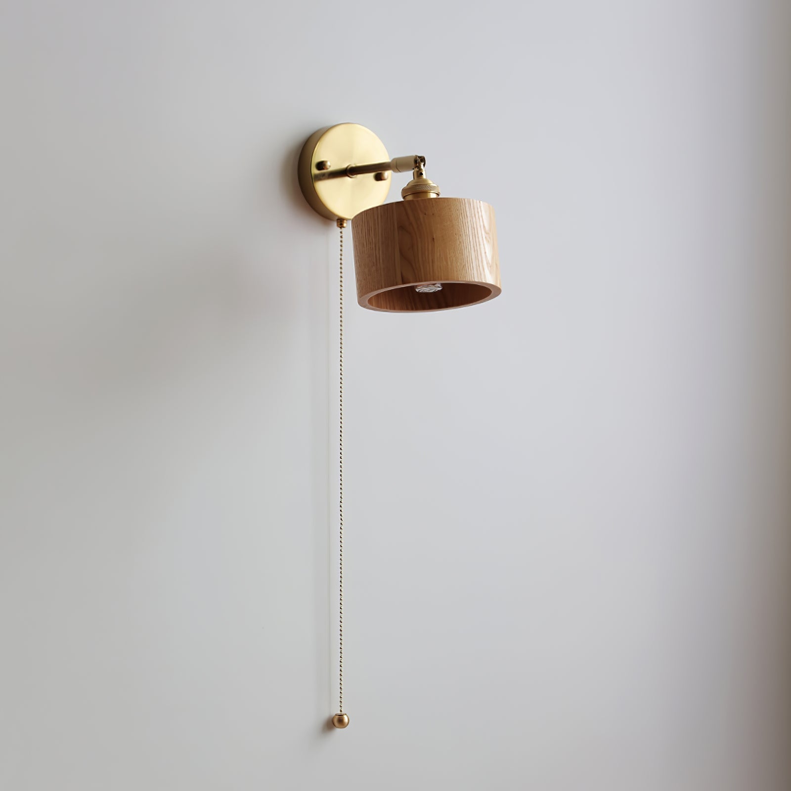 Hakka Rotatable Wood Brass Wall Light