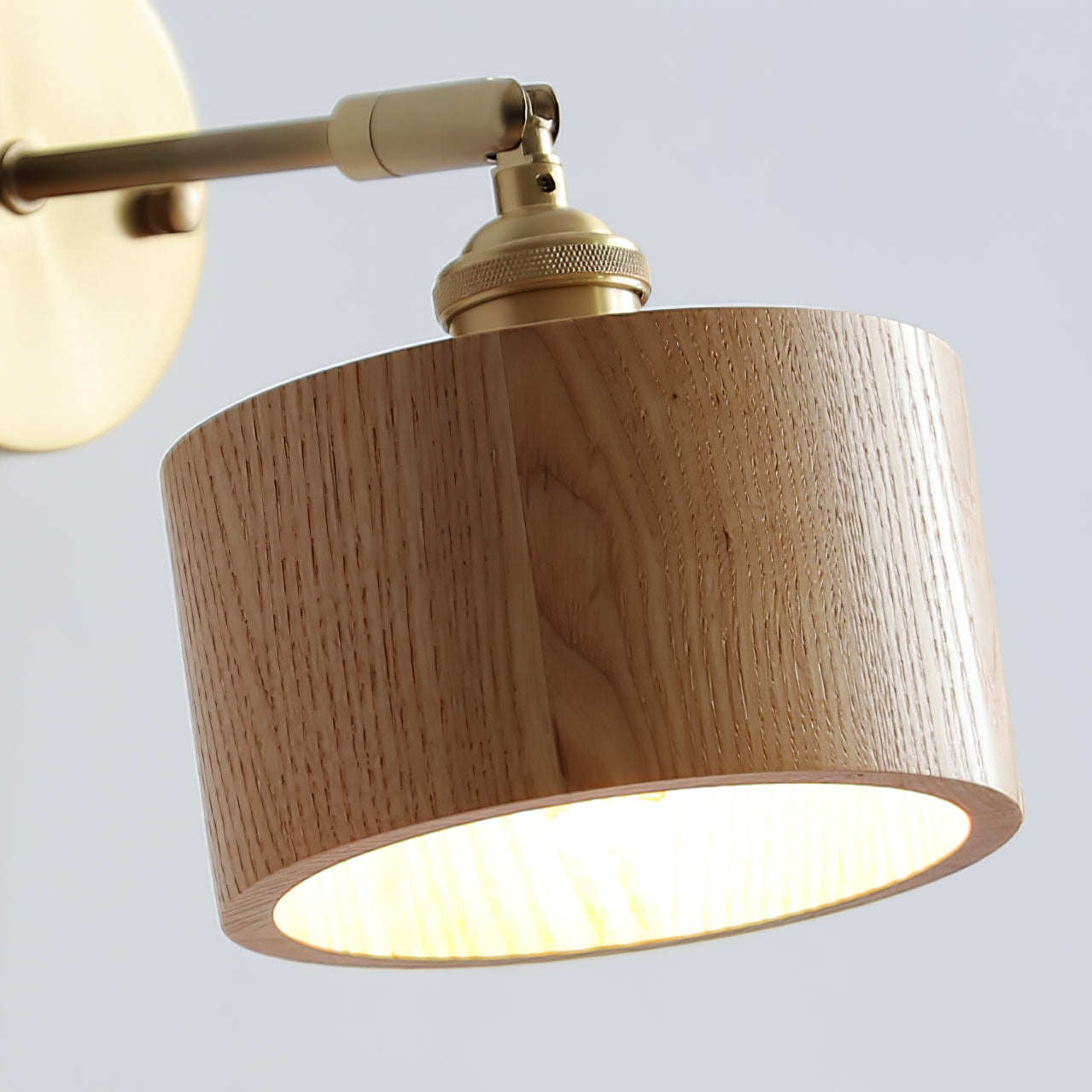 Hakka Rotatable Wood Brass Wall Light
