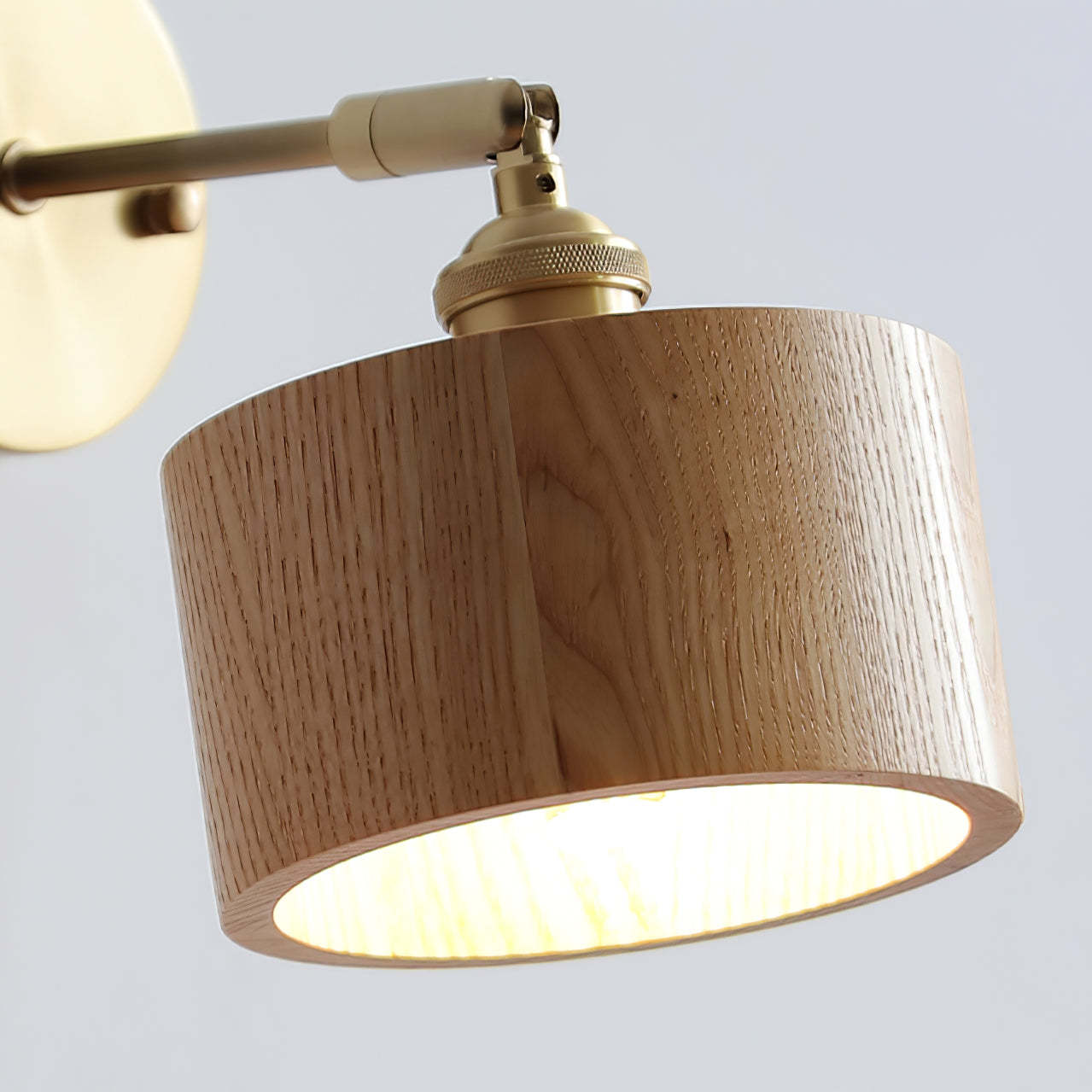 Hakka Rotatable Wood Brass Wall Light