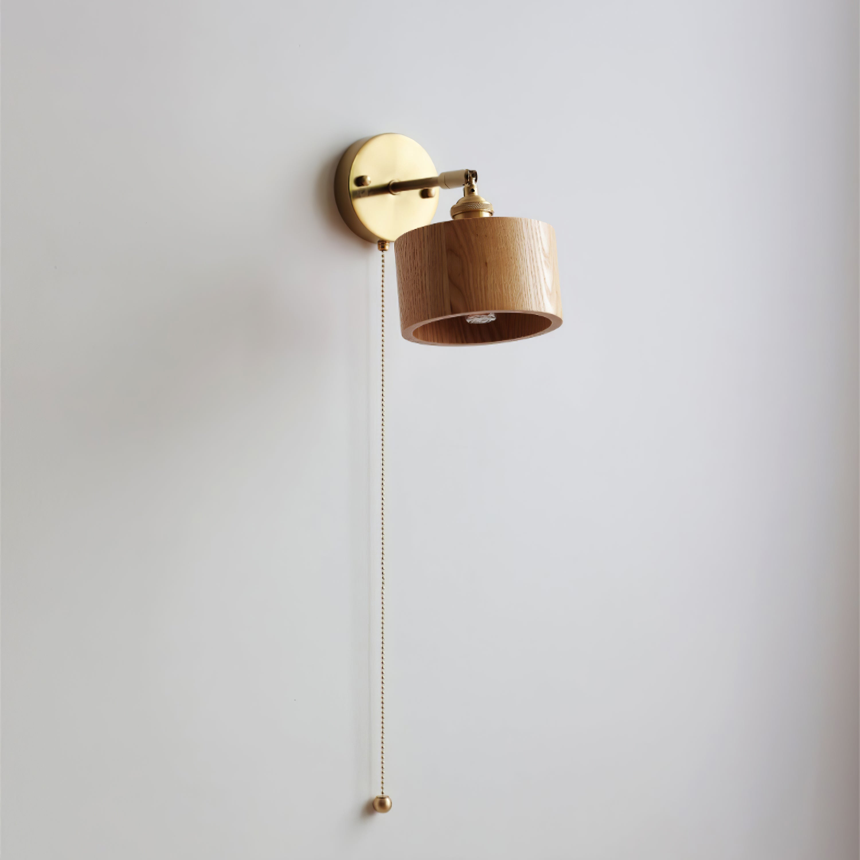 Hakka Rotatable Wood Brass Wall Light