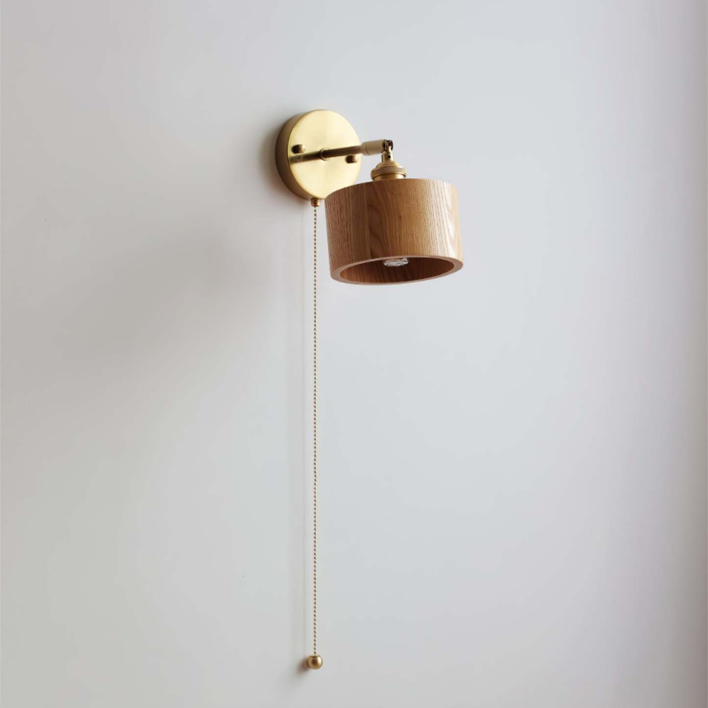Hakka Rotatable Wood Brass Wall Light