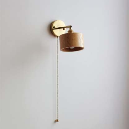 Hakka Rotatable Wood Brass Wall Light