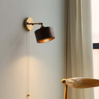 Hakka Rotatable Wood Brass Wall Light