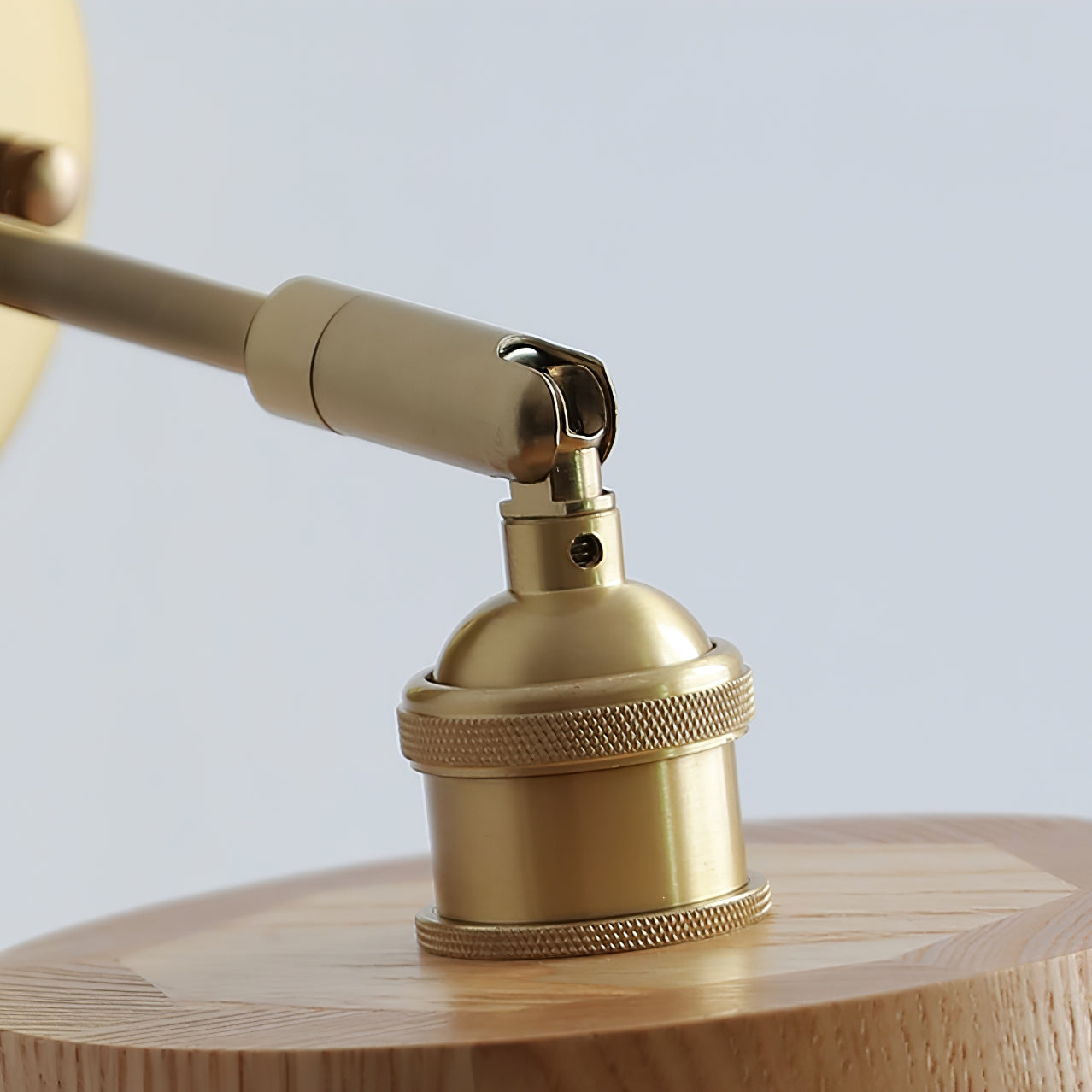 Hakka Rotatable Wood Brass Wall Light