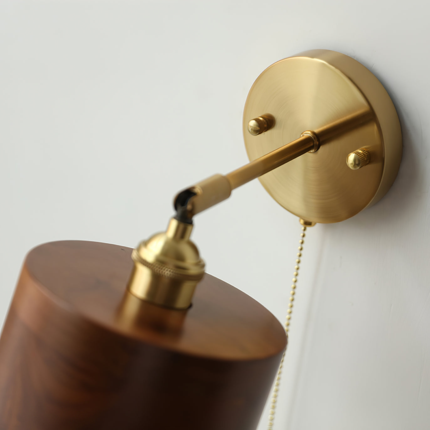 Hakka Rotatable Wood Brass Wall Light