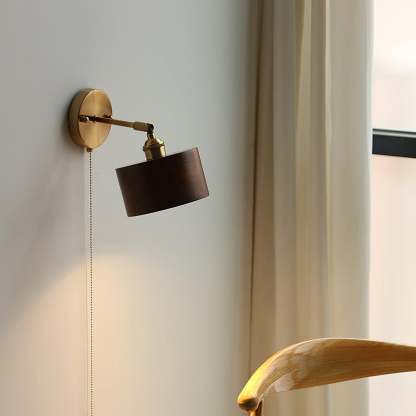 Hakka Rotatable Wood Brass Wall Light
